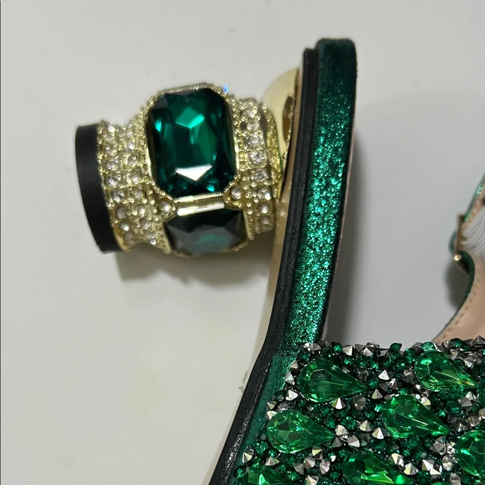 Green Embellished Women's Heels - Picture 9 of 17